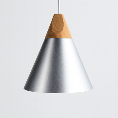 Nordic Wood Aluminium Cone Pendant Light E27 Ceiling Lamp | Xavoryn
