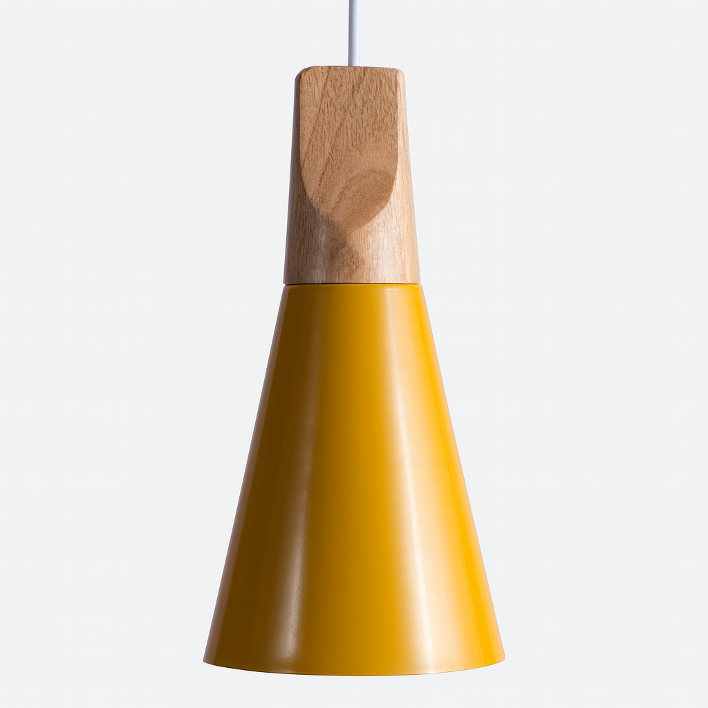 Nordic Wood Aluminium Cone Pendant Light E27 Ceiling Lamp | Xavoryn
