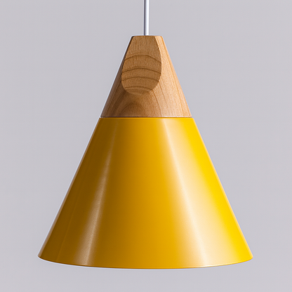 Nordic Wood Aluminium Cone Pendant Light E27 Ceiling Lamp | Xavoryn