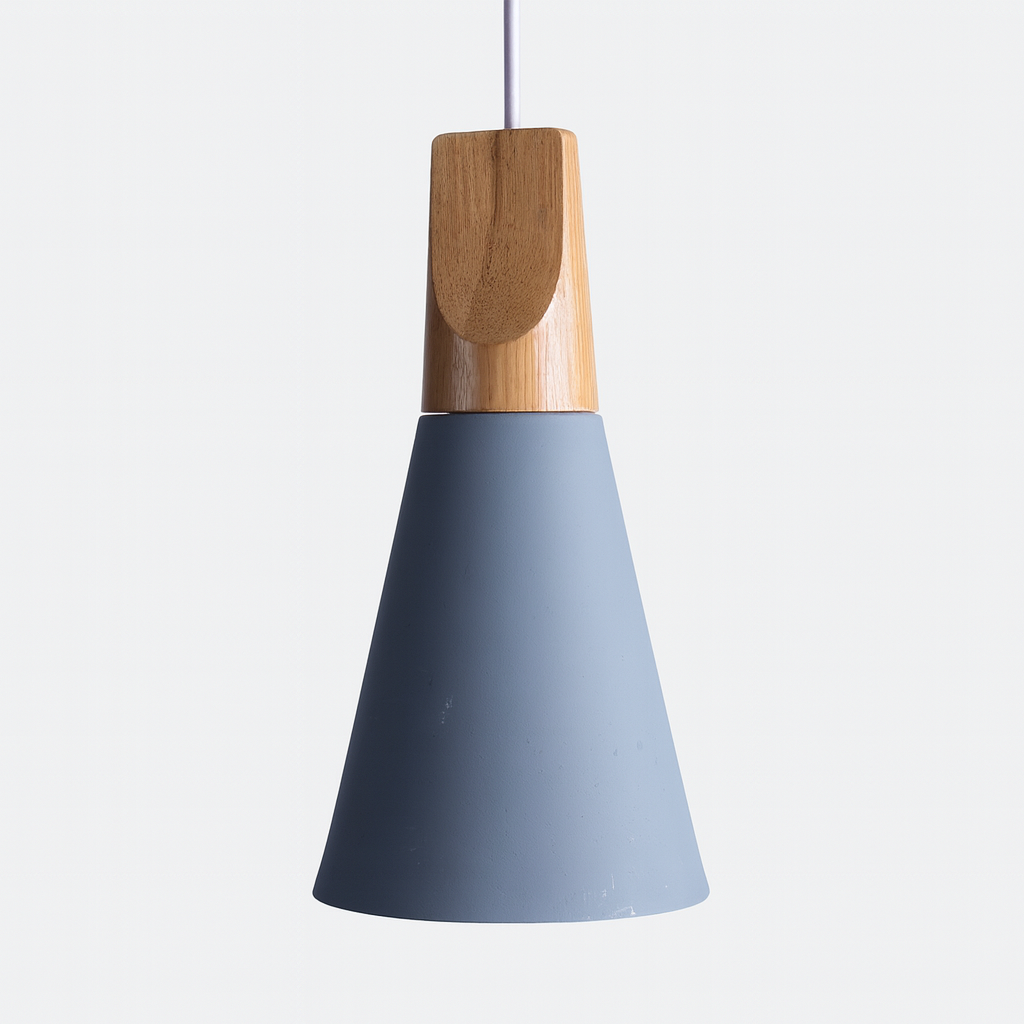 Nordic Wood Aluminium Cone Pendant Light E27 Ceiling Lamp | Xavoryn