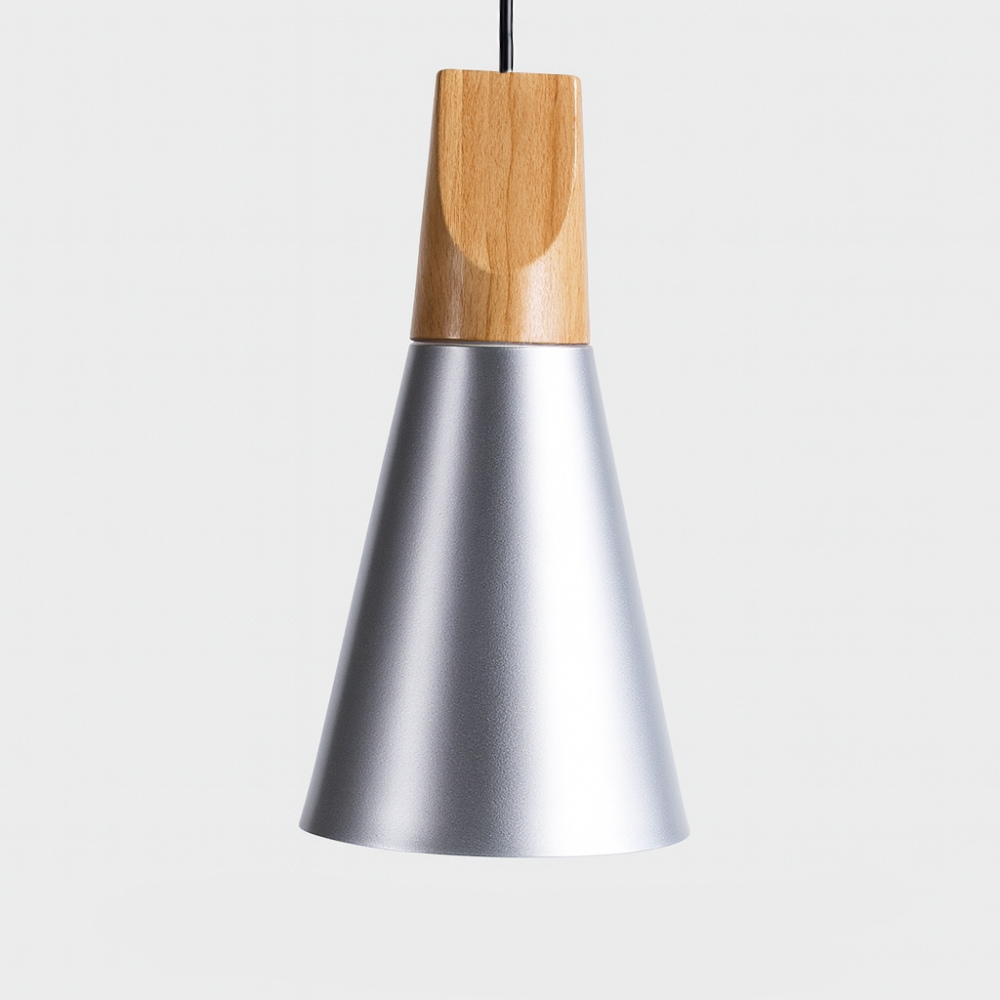 Nordic Wood Aluminium Cone Pendant Light E27 Ceiling Lamp | Xavoryn
