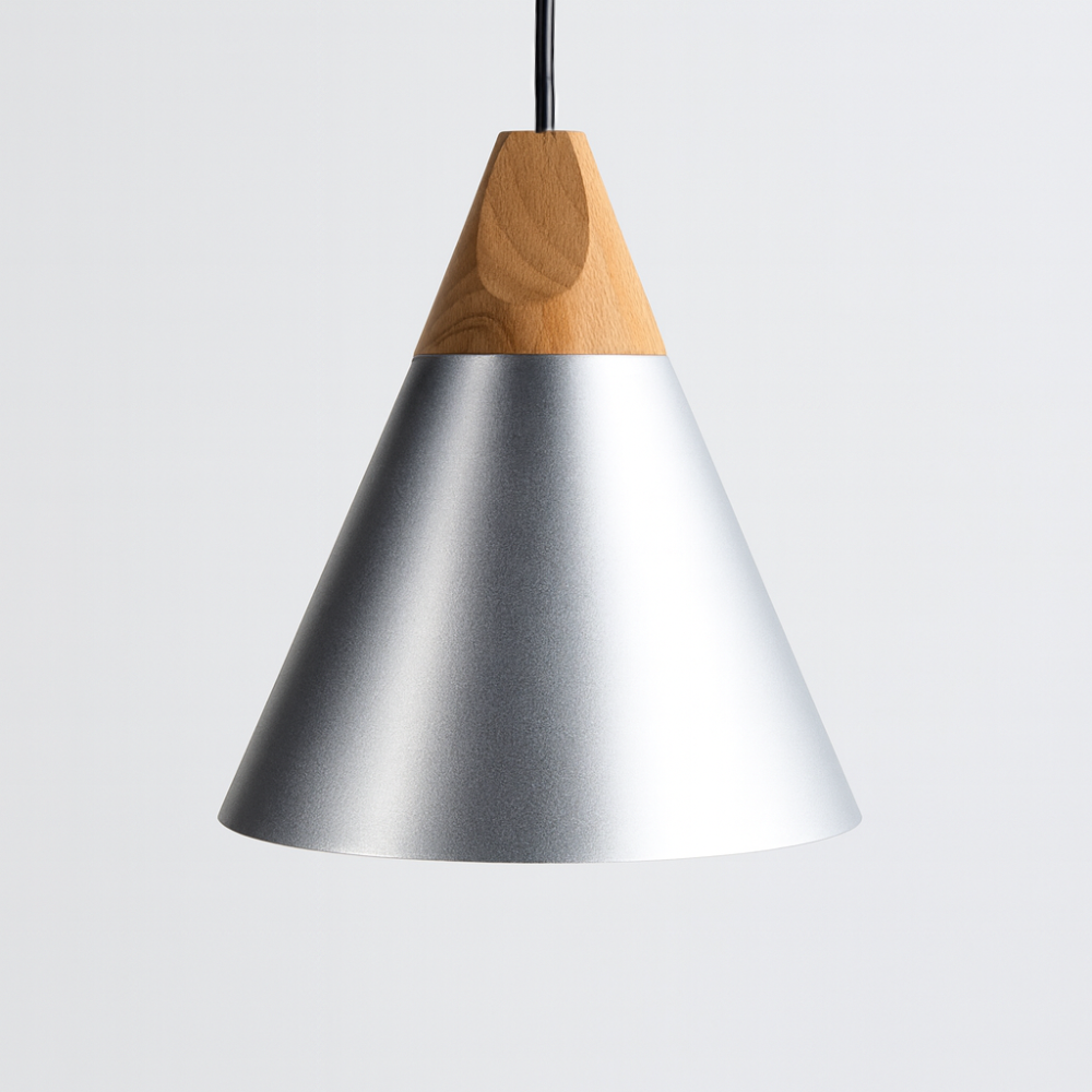 Nordic Wood Aluminium Cone Pendant Light E27 Ceiling Lamp | Xavoryn