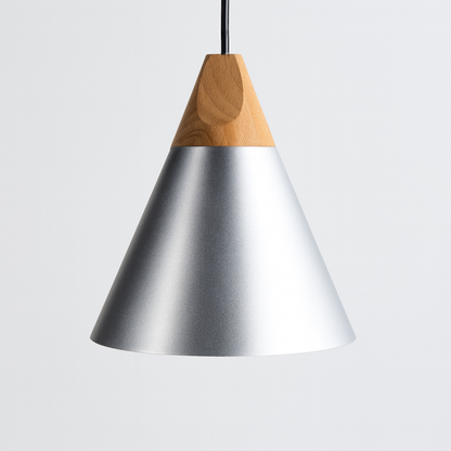 Nordic Wood Aluminium Cone Pendant Light E27 Ceiling Lamp | Xavoryn