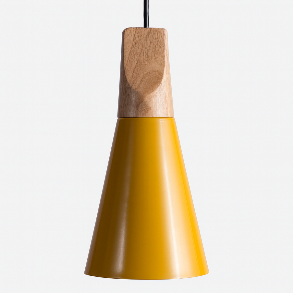 Nordic Wood Aluminium Cone Pendant Light E27 Ceiling Lamp | Xavoryn