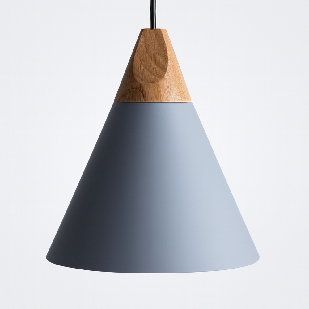 Nordic Wood Aluminium Cone Pendant Light E27 Ceiling Lamp | Xavoryn