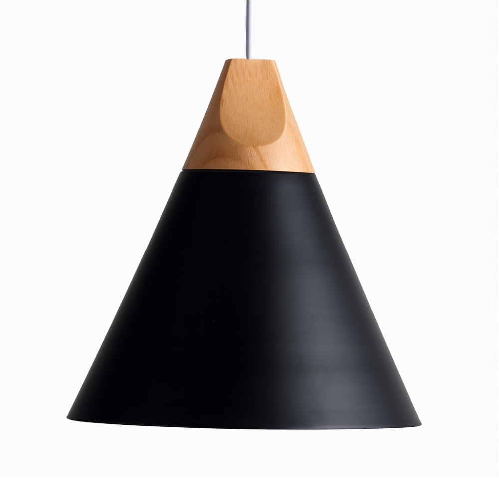 Nordic Wood Aluminium Cone Pendant Light E27 Ceiling Lamp | Xavoryn