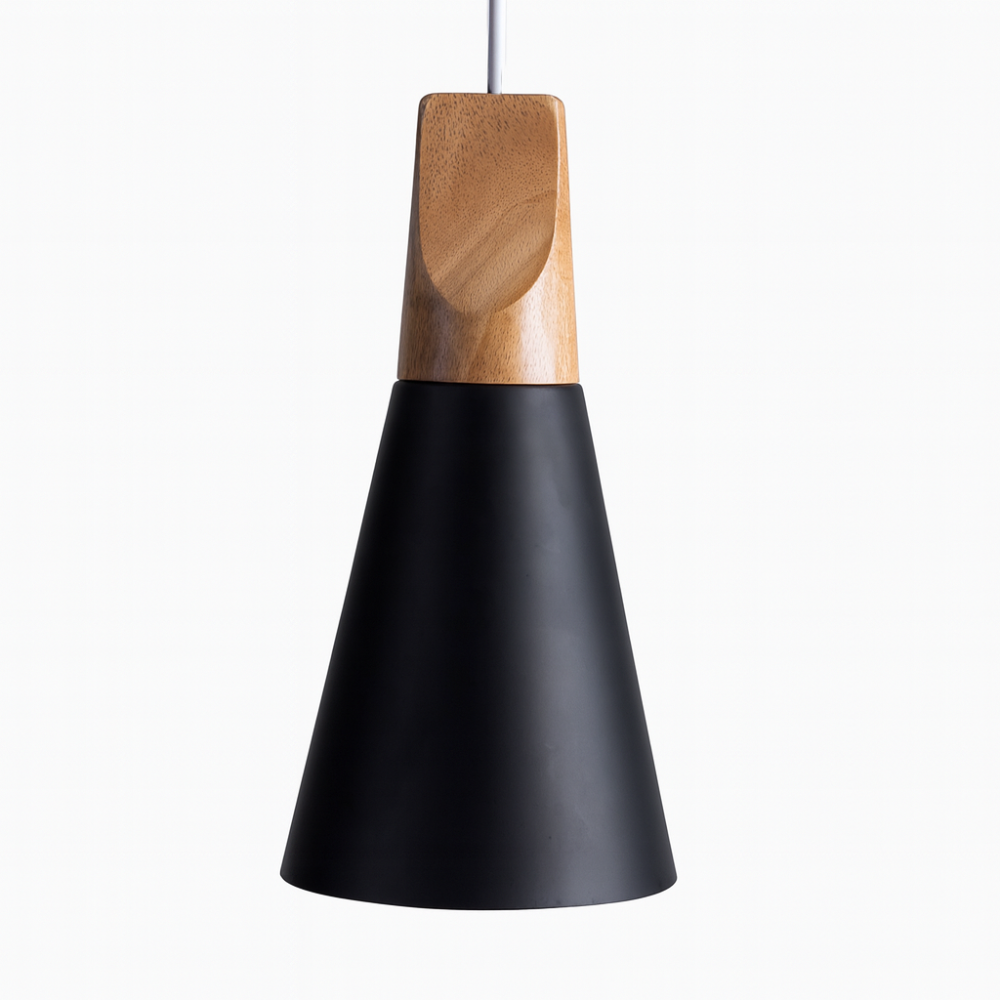 Nordic Wood Aluminium Cone Pendant Light E27 Ceiling Lamp | Xavoryn