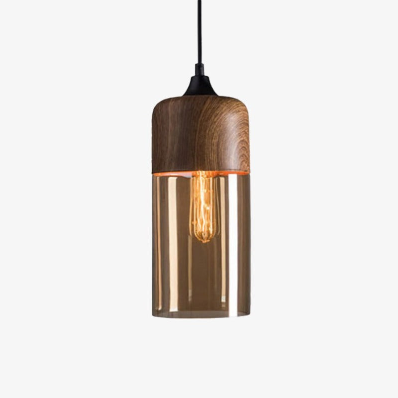 Nordic Wood And Glass Pendant Light With E27 Socket | Uxoryn