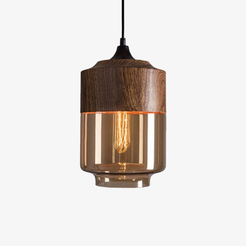 Nordic Wood And Glass Pendant Light With E27 Socket | Uxoryn