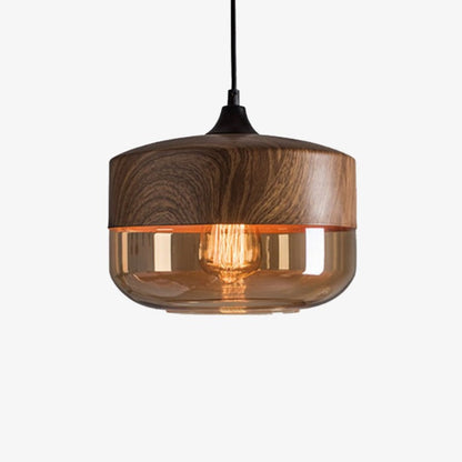 Nordic Wood And Glass Pendant Light With E27 Socket | Uxoryn