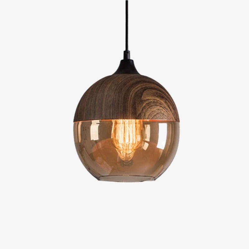 Nordic Wood And Glass Pendant Light With E27 Socket | Uxoryn