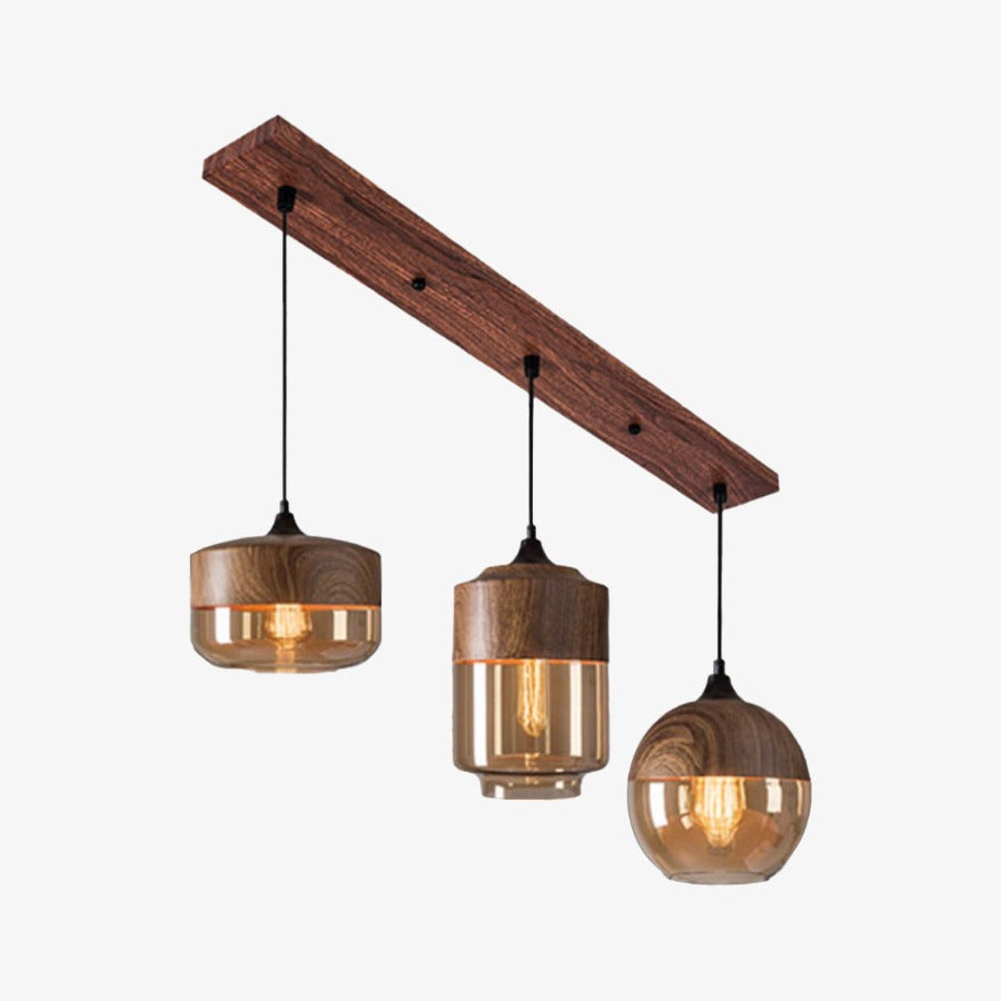 Nordic Wood And Glass Pendant Light With E27 Socket | Uxoryn