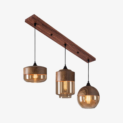Nordic Wood And Glass Pendant Light With E27 Socket | Uxoryn