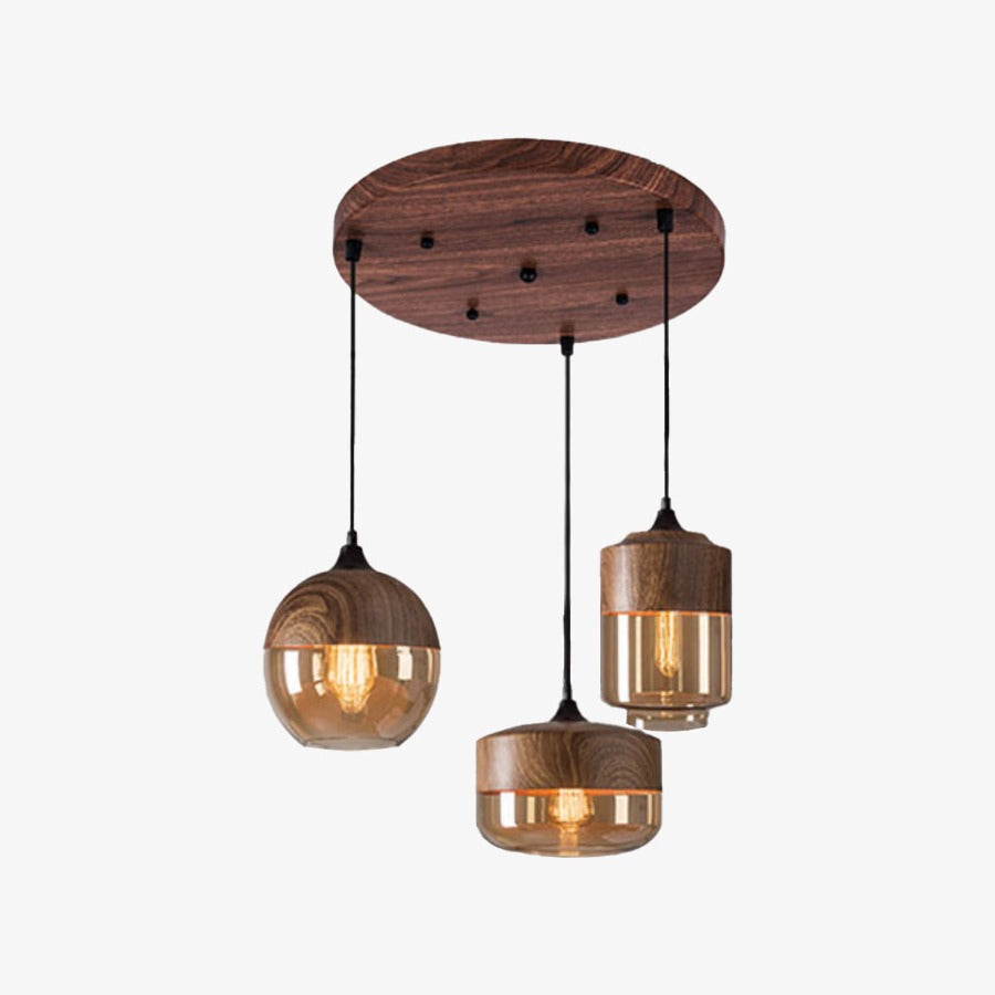 Nordic Wood And Glass Pendant Light With E27 Socket | Uxoryn