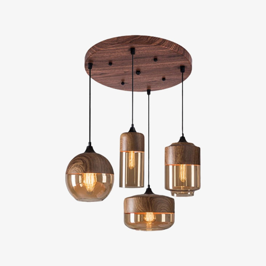 Nordic Wood And Glass Pendant Light With E27 Socket | Uxoryn