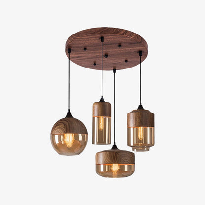 Nordic Wood And Glass Pendant Light With E27 Socket | Uxoryn