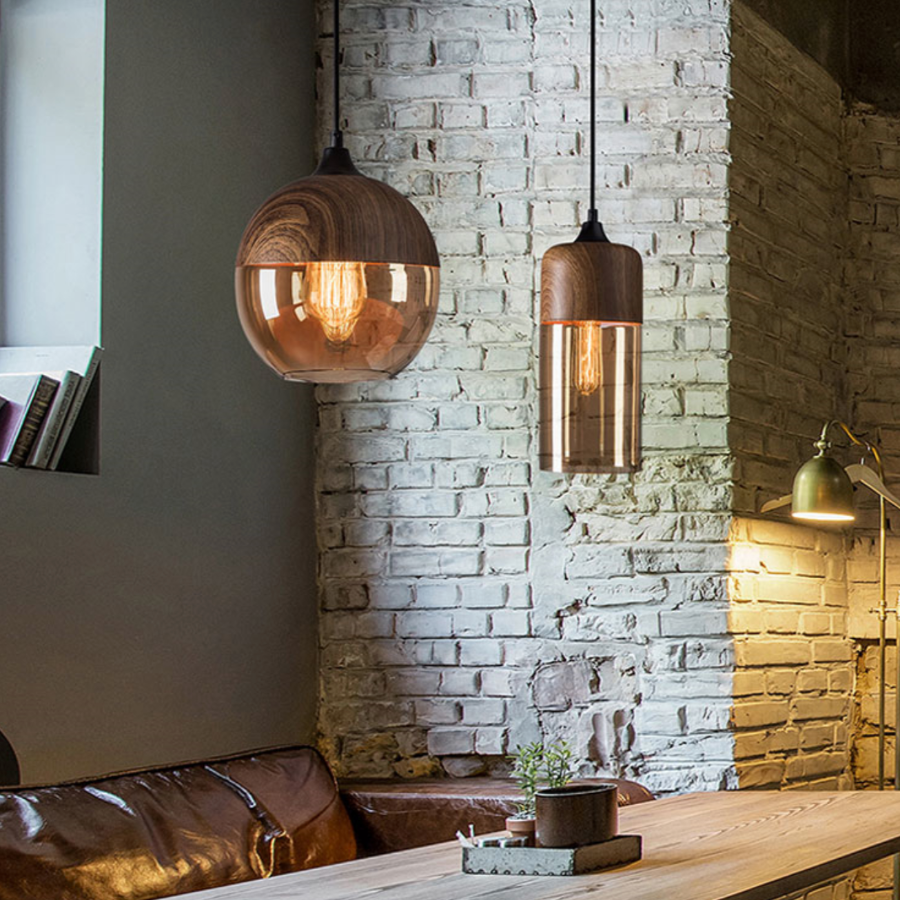 Nordic Wood And Glass Pendant Light With E27 Socket | Uxoryn