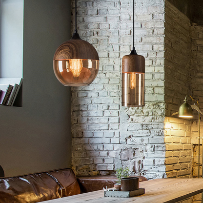 Nordic Wood And Glass Pendant Light With E27 Socket | Uxoryn