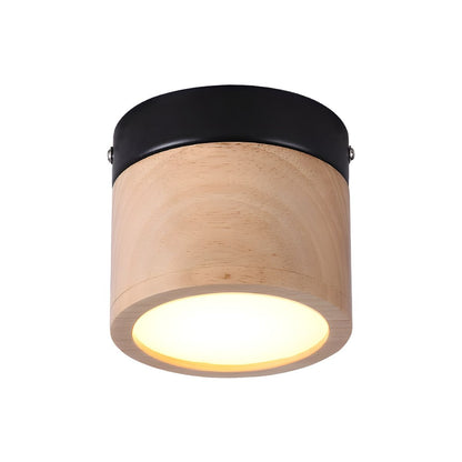 Nordic Wood Cylinder Flush Mount Ceiling Light | Lorvix