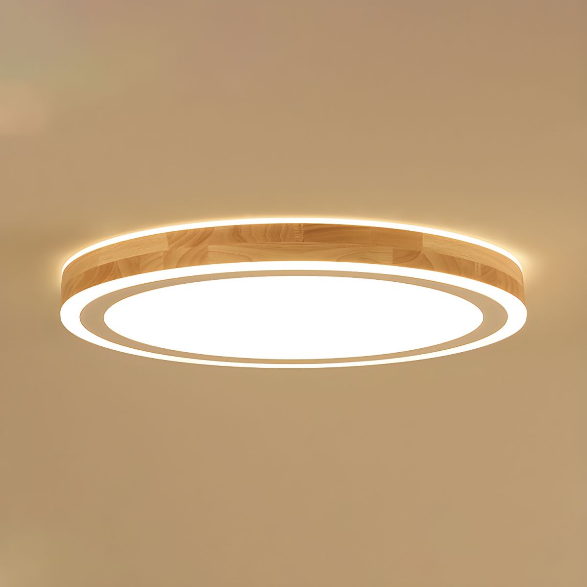 Nordic Wood LED Ceiling Light Slim Flush Mount Round | Torvexa