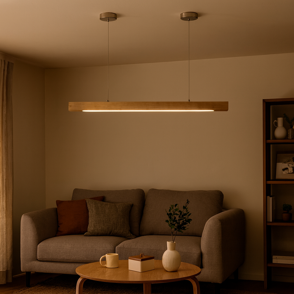 Nordic Wood LED Linear Pendant Light Ceiling Fixture | Xyvora
