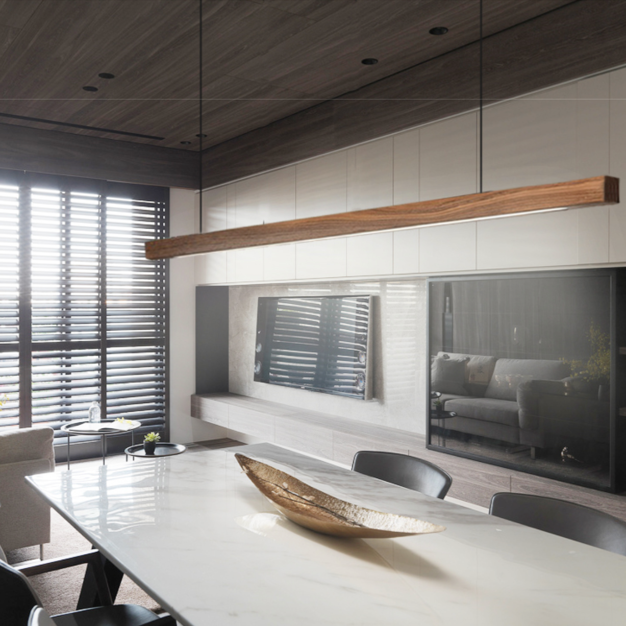 Nordic Wood LED Linear Pendant Light Ceiling Fixture | Xyvora