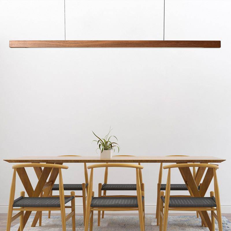 Nordic Wood LED Linear Pendant Light Ceiling Fixture | Xyvora