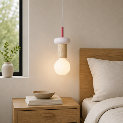 Nordic Wood LED Pendant Light with Geometric Design | Zyntaro