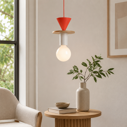 Nordic Wood LED Pendant Light with Geometric Design | Zyntaro