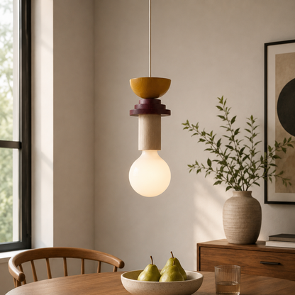 Nordic Wood LED Pendant Light with Geometric Design | Zyntaro