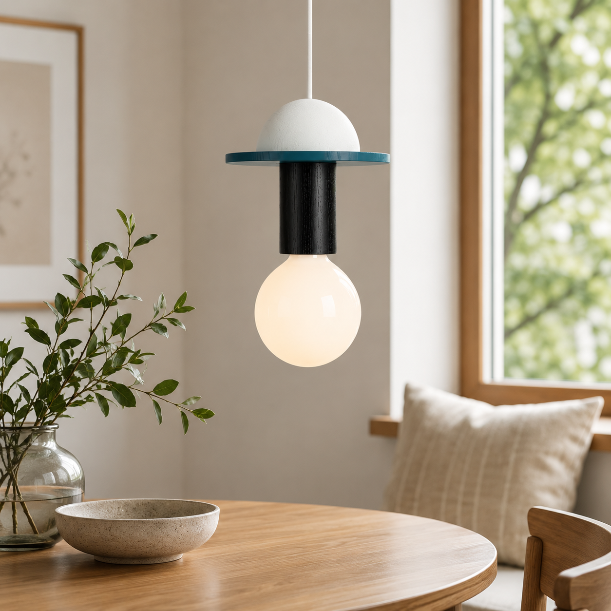 Nordic Wood LED Pendant Light with Geometric Design | Zyntaro