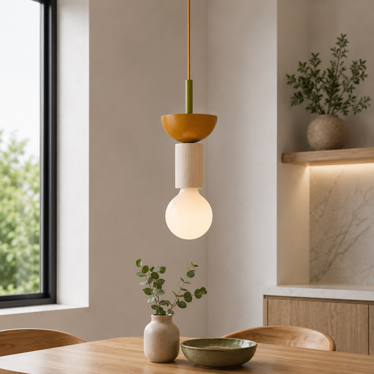  Nordic Wood LED Pendant Light with Geometric Design | Zyntaro