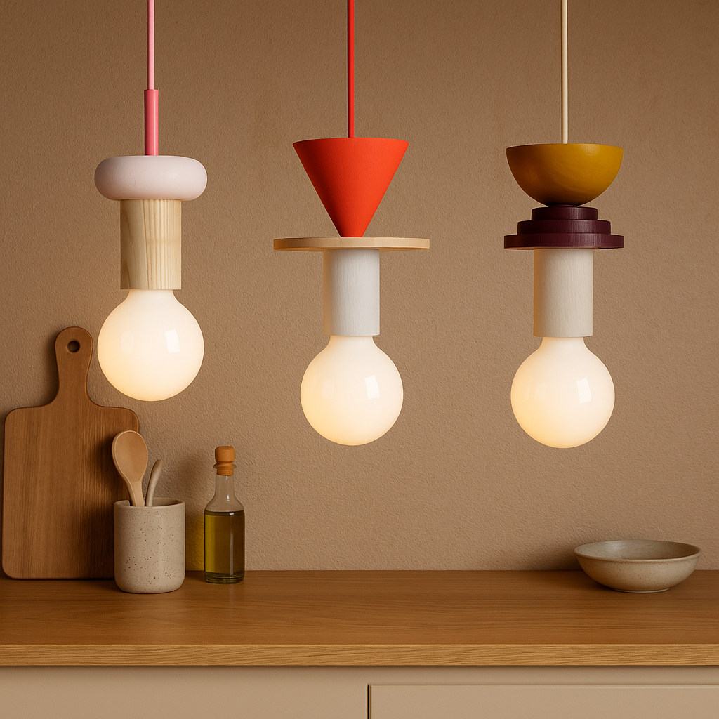 Nordic Wood LED Pendant Light with Geometric Design | Zyntaro