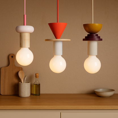 Nordic Wood LED Pendant Light with Geometric Design | Zyntaro