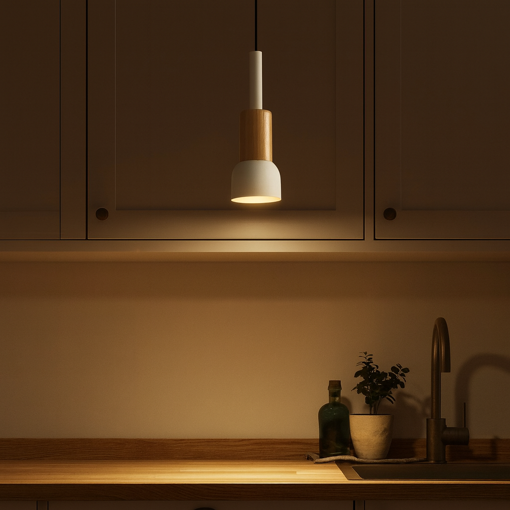 Nordic Wood Metal Pendant Light E27 Adjustable Cable | Xorqen