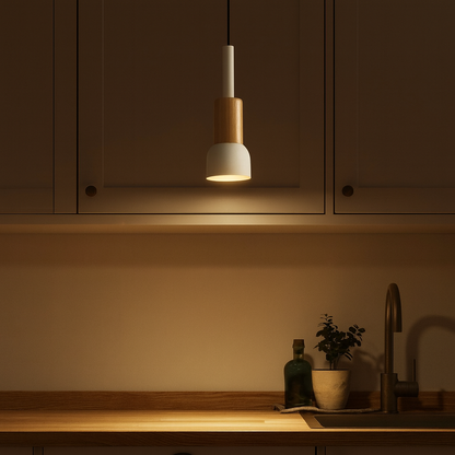 Nordic Wood Metal Pendant Light E27 Adjustable Cable | Xorqen