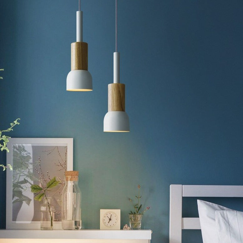 Nordic Wood Metal Pendant Light E27 Adjustable Cable | Xorqen