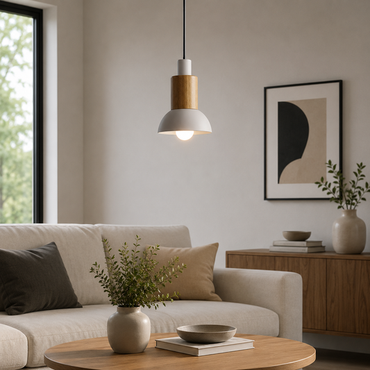 Nordic Wood Metal Pendant Light E27 Ceiling Fixture | Xorvian