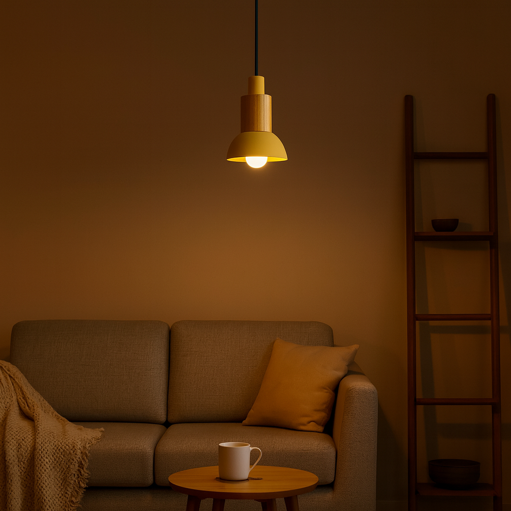 Nordic Wood Metal Pendant Light E27 Ceiling Fixture | Xorvian