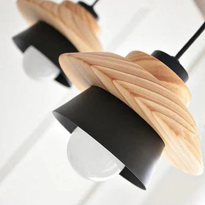 Nordic Wood Metal Pendant Light Layered E27 Design | Velorin