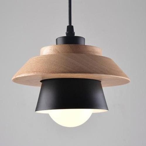Nordic Wood Metal Pendant Light Layered E27 Design | Velorin