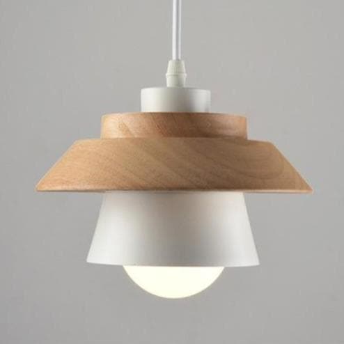 Nordic Wood Metal Pendant Light Layered E27 Design | Velorin