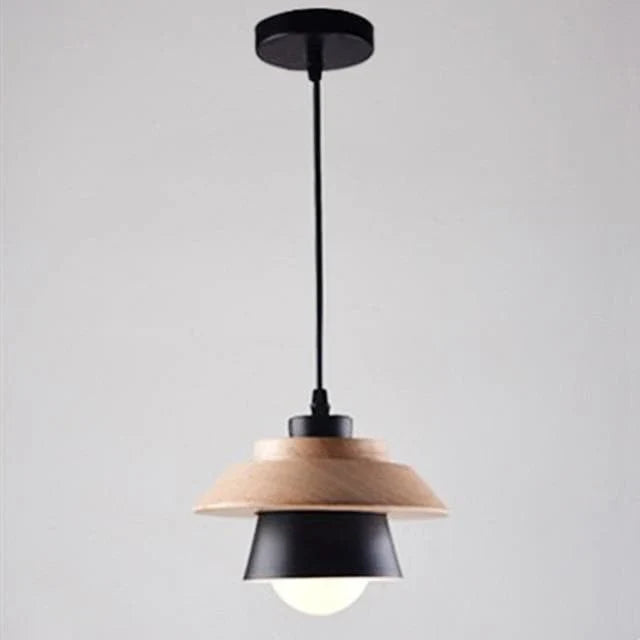 Nordic Wood Metal Pendant Light Layered E27 Design | Velorin