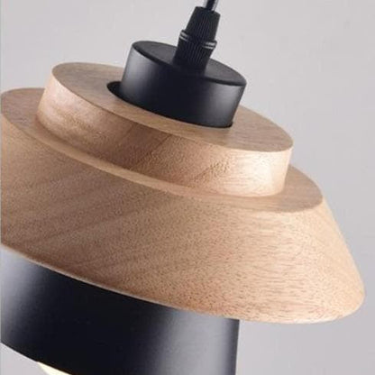 Nordic Wood Metal Pendant Light Layered E27 Design | Velorin