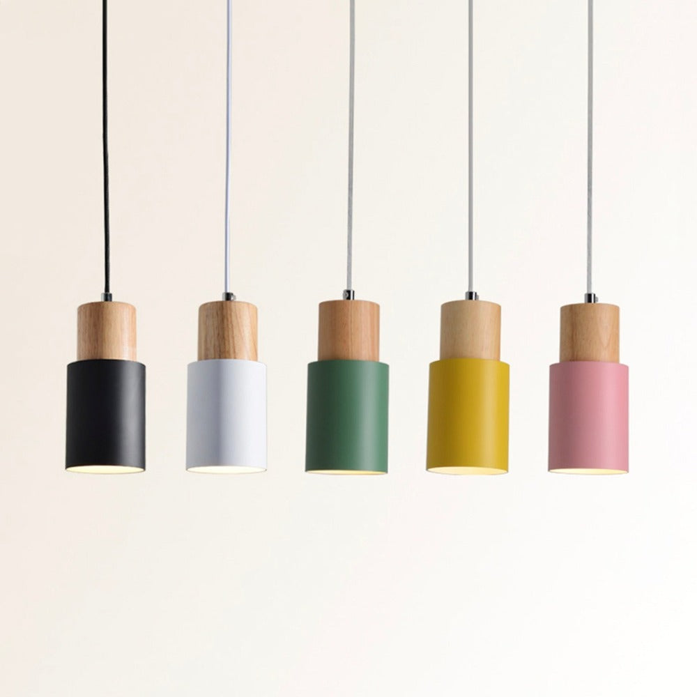 Nordic Wood Metal Pendant Light with Adjustable Cable | Nexora