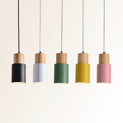 Nordic Wood Metal Pendant Light with Adjustable Cable | Nexora