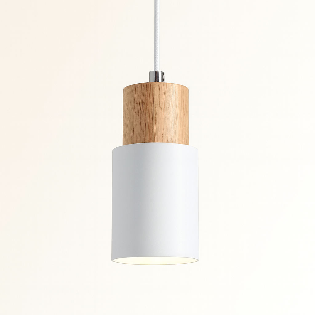 Nordic Wood Metal Pendant Light with Adjustable Cable | Nexora