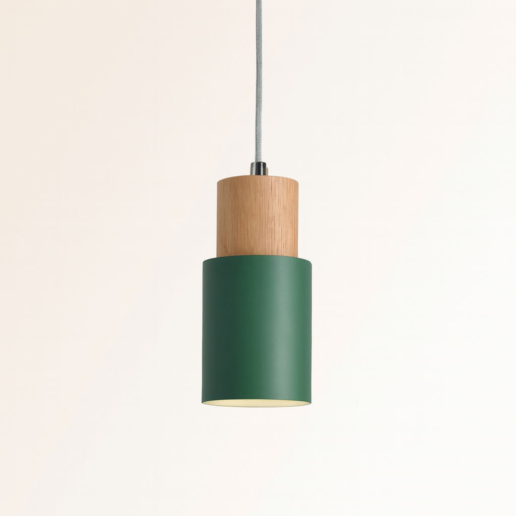 Nordic Wood Metal Pendant Light with Adjustable Cable | Nexora