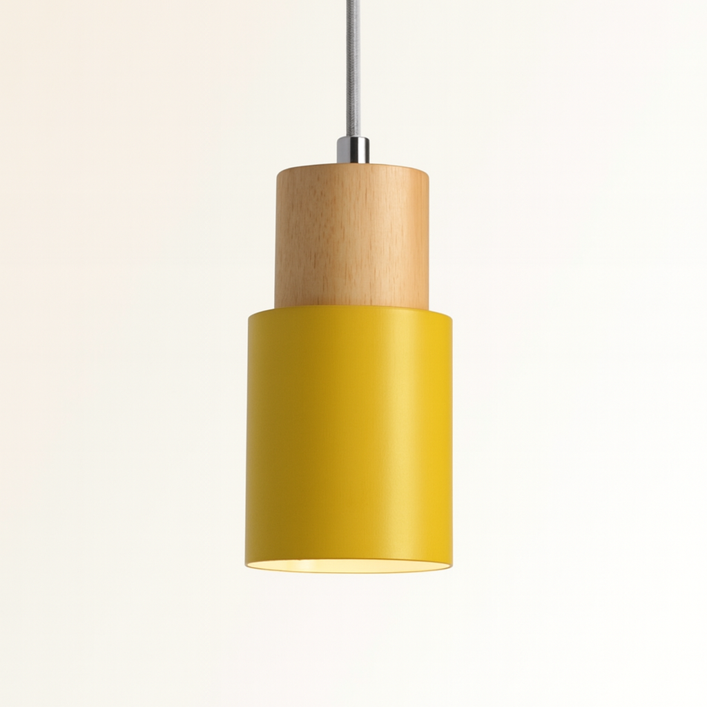Nordic Wood Metal Pendant Light with Adjustable Cable | Nexora