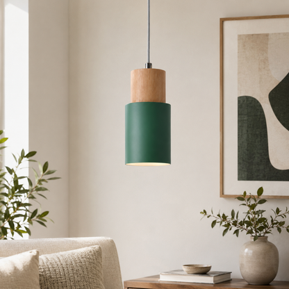 Nordic Wood Metal Pendant Light with Adjustable Cable | Nexora